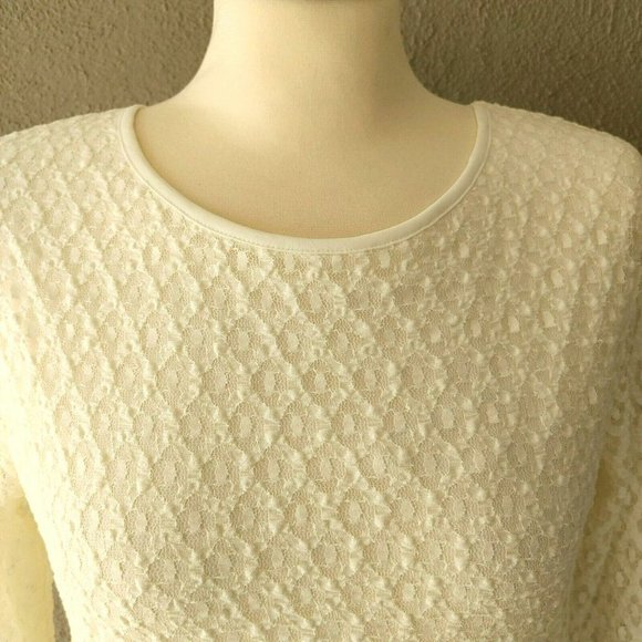 NWOT Calvin Klein Long Sleeve Stretchy Lace Top in Blizzard (Ivory) Size M - Picture 5 of 6